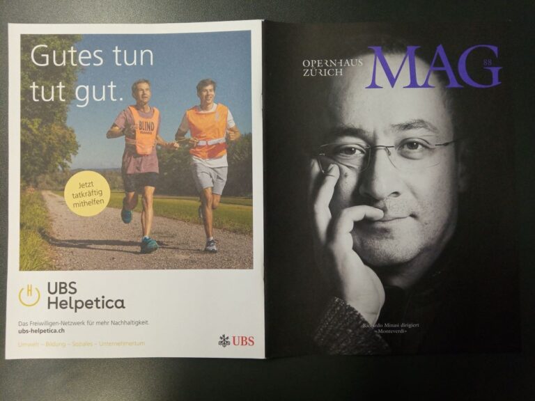 Werbung für Blind-Jogging auf dem Opernhaus Zürich Magazin