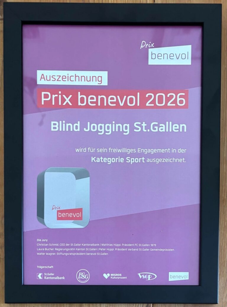 Blind-Jogging Auszeichnung Prix Benevol St. Gallen 2026