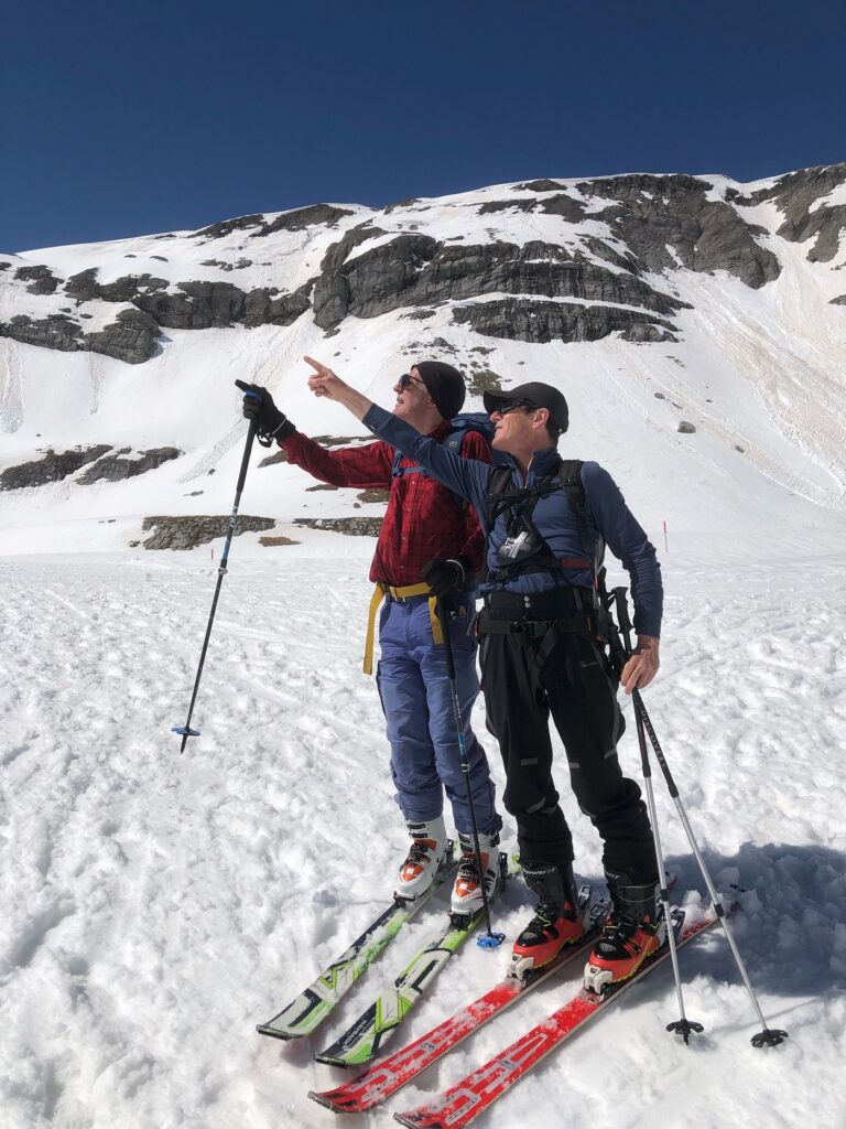 Urs mit Thomas auf den Skien auf der Gemmi ob Leukerbad